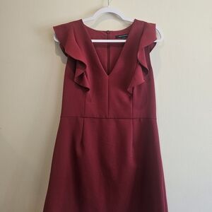 French Connection Red A-Line Mini Dress Sleeveless V-Neck